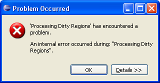 Eclipse encountered an error Processing Dirty Regions